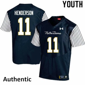Youth Notre Dame Fighting Irish Ramon Henderson #11 Navy Blue Alternate Authentic Official Jerseys 525864-953
