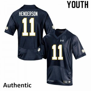Youth Notre Dame Fighting Irish Ramon Henderson #11 Authentic Embroidery Navy Jersey 805302-716