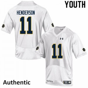Youth Notre Dame Fighting Irish Ramon Henderson #11 Authentic White Embroidery Jersey 844687-993