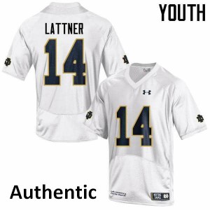 Youth Notre Dame Fighting Irish Johnny Lattner #14 NCAA White Authentic Jersey 124636-380