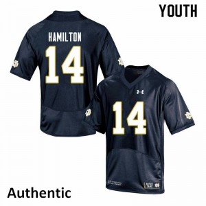 Youth Notre Dame Fighting Irish Kyle Hamilton #14 Stitched Navy Authentic Jerseys 379263-395