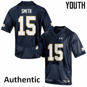 Youth Notre Dame Fighting Irish Cameron Smith #15 Navy NCAA Authentic Jersey 535314-280
