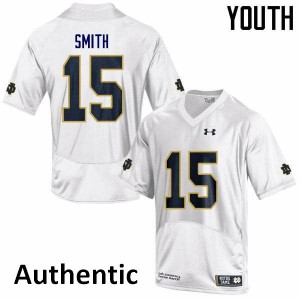 Youth Notre Dame Fighting Irish Cameron Smith #15 Stitch White Authentic Jersey 689497-195