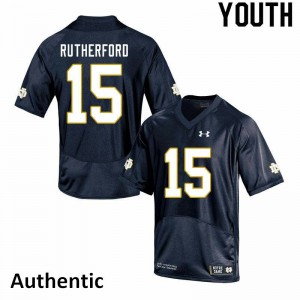Youth Notre Dame Fighting Irish Isaiah Rutherford #15 Authentic Navy Football Jersey 135091-824