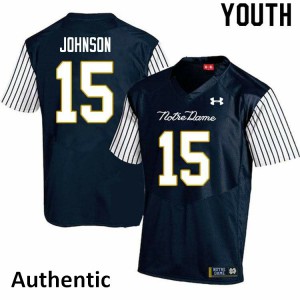 Youth Notre Dame Fighting Irish Jordan Johnson #15 Navy Blue Alternate Authentic Embroidery Jerseys 613522-373