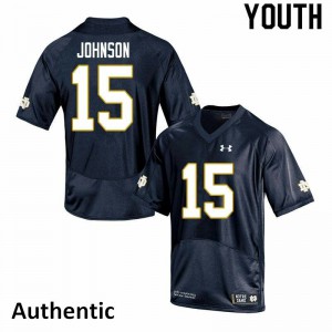 Youth Notre Dame Fighting Irish Jordan Johnson #15 Authentic Navy Football Jersey 671174-756