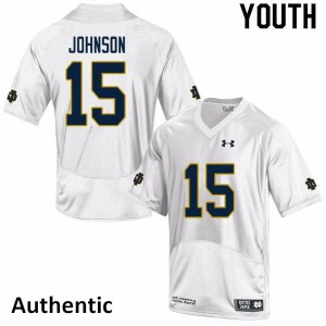 Youth Notre Dame Fighting Irish Jordan Johnson #15 Stitch Authentic White Jerseys 899277-623