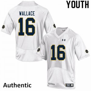 Youth Notre Dame Fighting Irish KJ Wallace #16 White Authentic High School Jersey 285072-985