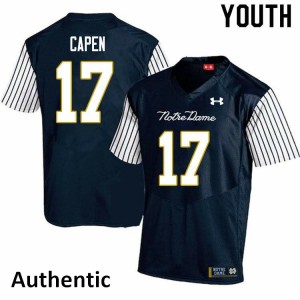 Youth Notre Dame Fighting Irish Cole Capen #17 Embroidery Navy Blue Alternate Authentic Jersey 304984-872