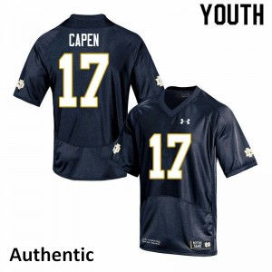 Youth Notre Dame Fighting Irish Cole Capen #17 Authentic Football Navy Jerseys 777027-640