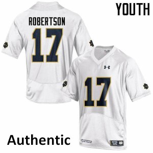 Youth Notre Dame Fighting Irish Isaiah Robertson #17 White Authentic Stitch Jerseys 431459-692