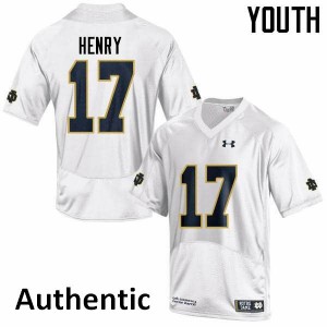 Youth Notre Dame Fighting Irish Nolan Henry #17 Football White Authentic Jersey 511640-956
