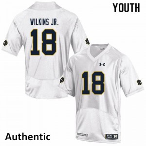 Youth Notre Dame Fighting Irish Joe Wilkins Jr. #18 High School White Authentic Jersey 869203-640
