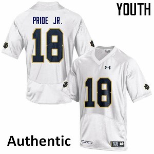 Youth Notre Dame Fighting Irish Troy Pride Jr. #18 White Authentic Stitched Jersey 305728-333