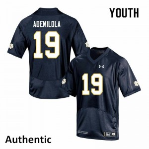 Youth Notre Dame Fighting Irish Justin Ademilola #19 Authentic Stitched Navy Jerseys 358667-193