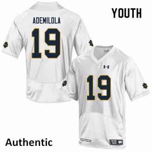 Youth Notre Dame Fighting Irish Justin Ademilola #19 Embroidery Authentic White Jerseys 720162-230