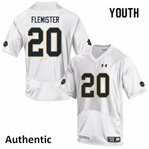 Youth Notre Dame Fighting Irish C'Bo Flemister #20 Authentic College White Jersey 953361-377