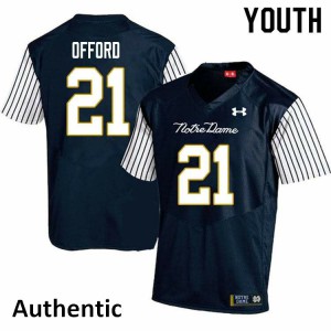 Youth Notre Dame Fighting Irish Caleb Offord #21 Alternate Authentic Navy Blue Stitched Jersey 854008-311