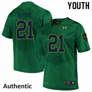 Youth Notre Dame Fighting Irish Caleb Offord #21 Authentic Green Player Jerseys 420543-347