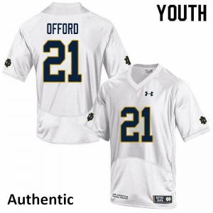 Youth Notre Dame Fighting Irish Caleb Offord #21 White Authentic Stitch Jerseys 539104-569