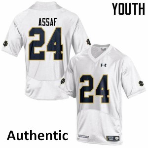 Youth Notre Dame Fighting Irish Mick Assaf #24 Authentic Stitched White Jersey 936663-393
