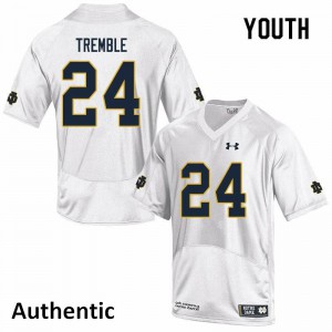 Youth Notre Dame Fighting Irish Tommy Tremble #24 Embroidery White Authentic Jerseys 420259-483