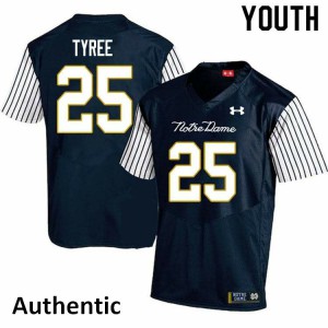 Youth Notre Dame Fighting Irish Chris Tyree #25 Alternate Authentic Alumni Navy Blue Jerseys 978351-687
