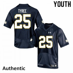 Youth Notre Dame Fighting Irish Chris Tyree #25 Navy Stitch Authentic Jersey 865971-521