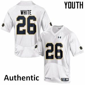 Youth Notre Dame Fighting Irish Ashton White #26 Authentic NCAA White Jerseys 235568-409