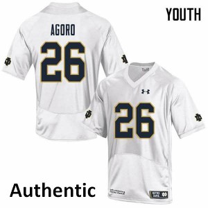 Youth Notre Dame Fighting Irish Temitope Agoro #26 Authentic Player White Jersey 363632-301