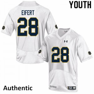 Youth Notre Dame Fighting Irish Griffin Eifert #28 Authentic White Official Jersey 693289-906
