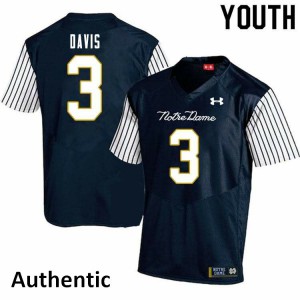 Youth Notre Dame Fighting Irish Avery Davis #3 Navy Blue Player Alternate Authentic Jersey 417863-186