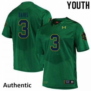 Youth Notre Dame Fighting Irish Avery Davis #3 Player Green Authentic Jerseys 634259-783