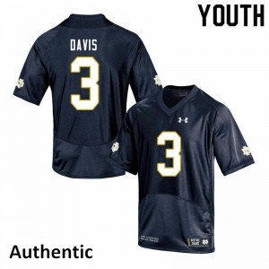 Youth Notre Dame Fighting Irish Avery Davis #3 Authentic Navy Stitch Jerseys 697755-585