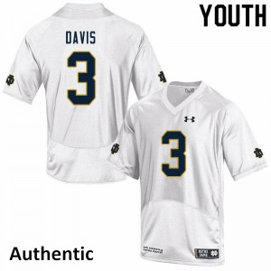 Youth Notre Dame Fighting Irish Avery Davis #3 Authentic Embroidery White Jerseys 681181-258