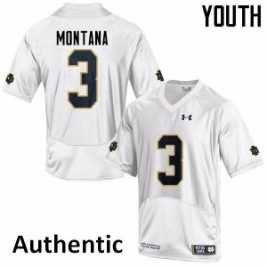 Youth Notre Dame Fighting Irish Joe Montana #3 Authentic High School White Jerseys 694835-404