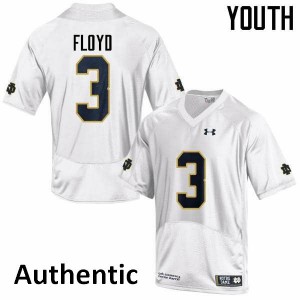 Youth Notre Dame Fighting Irish Michael Floyd #3 Authentic High School White Jersey 383475-766