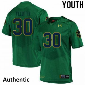 Youth Notre Dame Fighting Irish Chris Velotta #30 Green Stitch Authentic Jersey 476980-627