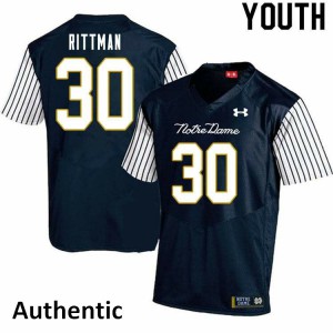 Youth Notre Dame Fighting Irish Jake Rittman #30 High School Navy Blue Alternate Authentic Jerseys 160733-949