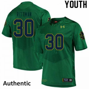Youth Notre Dame Fighting Irish Jake Rittman #30 Authentic Alumni Green Jersey 303042-950
