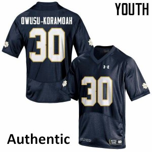 Youth Notre Dame Fighting Irish Jeremiah Owusu-Koramoah #30 Authentic Navy Official Jersey 282703-378