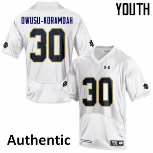 Youth Notre Dame Fighting Irish Jeremiah Owusu-Koramoah #30 Alumni Authentic White Jerseys 634544-914