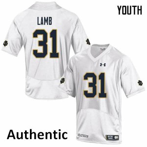 Youth Notre Dame Fighting Irish Jack Lamb #31 Authentic Stitched White Jerseys 215833-931