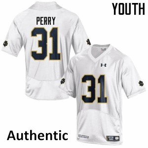 Youth Notre Dame Fighting Irish Spencer Perry #31 Player White Authentic Jerseys 433872-558