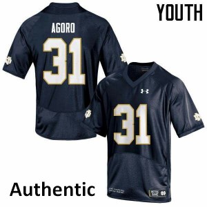 Youth Notre Dame Fighting Irish Temitope Agoro #31 Stitched Authentic Navy Jerseys 945708-458