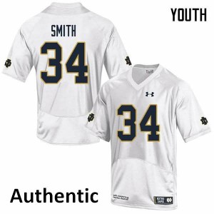 Youth Notre Dame Fighting Irish Jahmir Smith #34 Authentic Football White Jerseys 515155-271