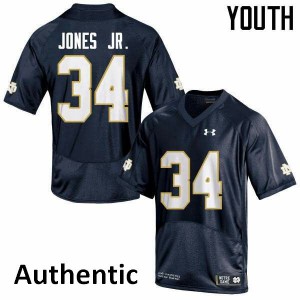 Youth Notre Dame Fighting Irish Tony Jones Jr. #34 Embroidery Navy Blue Authentic Jerseys 160954-496