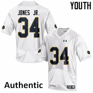 Youth Notre Dame Fighting Irish Tony Jones Jr. #34 White University Authentic Jersey 845941-677