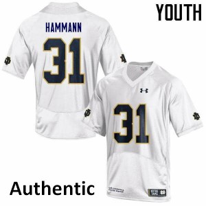 Youth Notre Dame Fighting Irish Grant Hammann #35 Authentic Player White Jerseys 127420-419