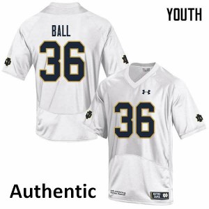 Youth Notre Dame Fighting Irish Brian Ball #36 Football White Authentic Jersey 815975-950